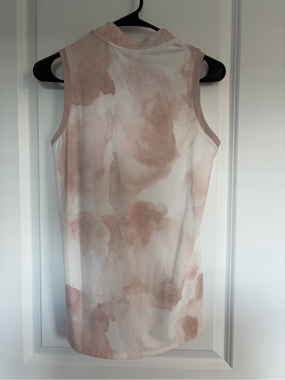 adidas Sleeveless Zip V-Neck Tank in Blush and White Tie-Dye - Picture 2 of 4